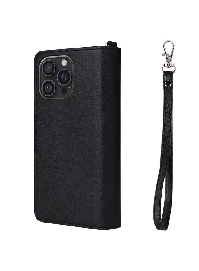 S-TOP Case For iPhone 16 Pro Max Solid Color 2 in 1 Zipper Shockproof Phone Case - Image 3