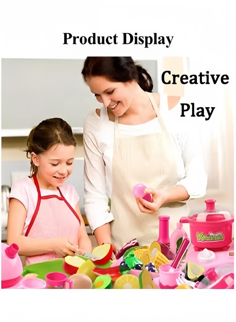 Halamodo 30pcs Kitchen Cooking Set for Toddlers Kitchen Toy Set Fruit Vegetable Tea Playset Toy Early Age Development Educational Pretend Play Food Assortment Set for Kids - Image 2