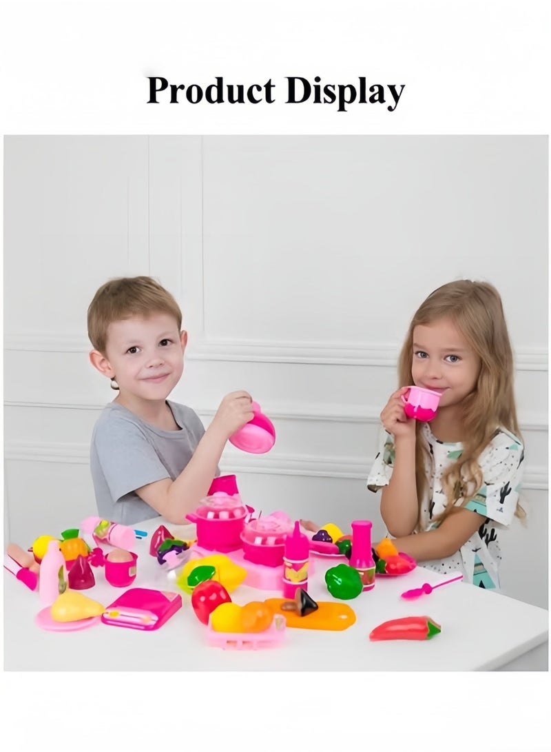 Halamodo 30pcs Kitchen Cooking Set for Toddlers Kitchen Toy Set Fruit Vegetable Tea Playset Toy Early Age Development Educational Pretend Play Food Assortment Set for Kids - Image 5
