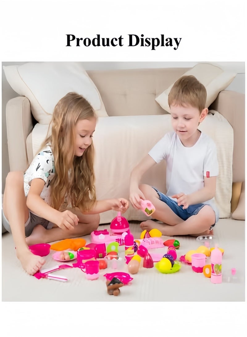Halamodo 30pcs Kitchen Cooking Set for Toddlers Kitchen Toy Set Fruit Vegetable Tea Playset Toy Early Age Development Educational Pretend Play Food Assortment Set for Kids - Image 4