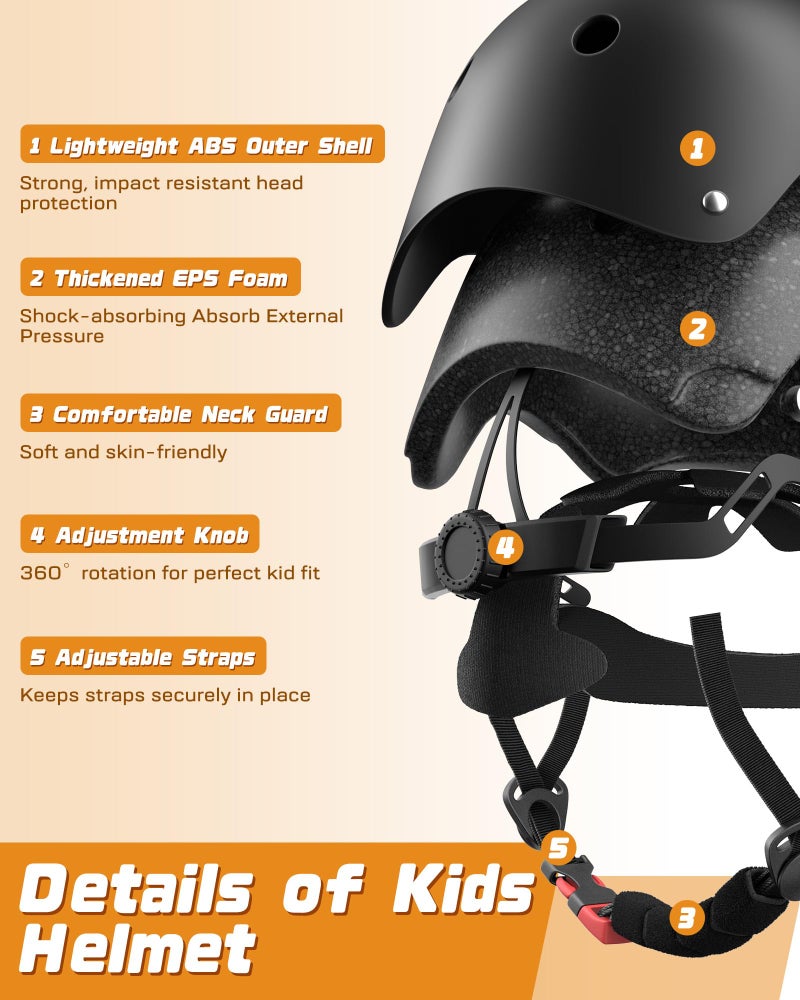 DARME Kids Bike Helmet Set, Adjustable Helmet for Ages 3-10 Year Boys Girls, Pad Set with Knee and Elbow Pads for Bike, Roller, Skating, Scooter, Longboard and More Sports - Image 2