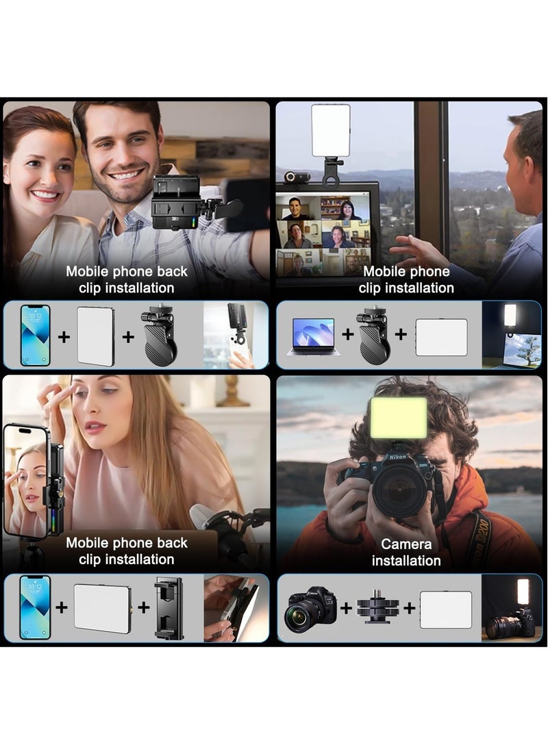 فلاشهوك إضاءة فيديو RGB، 94 مصباح LED 3000-9900K قابلة للتعتيم، 360 درجة ألوان كاملة 20 وضعًا للمشهد، إضاءة كاميرا 1500 مللي أمبير قابلة لإعادة الشحن لاجتماعات Zoom والبث المباشر لفيديو TikTok - Image 3
