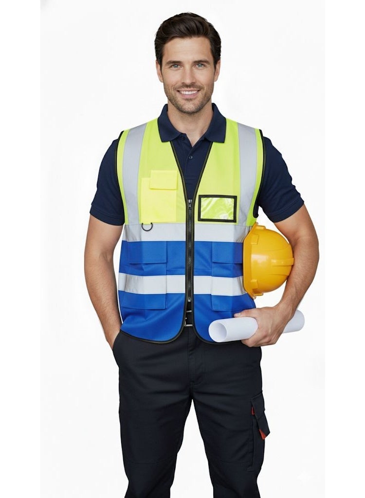 High Quality Engineers Safety Vest EN 20471 Specification Multi-Pocket, 360 Degree High Visibility Reflective, for Men and Women, Color (Blue) - Image 1