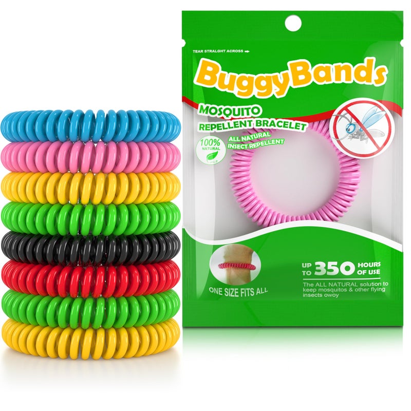 BuggyBands Mosquito Bracelets, 18 Pack Individually Wrapped Mosquito Bands for Adult Kids, DEET Free, Natural and Waterproof Wristband - Image 1