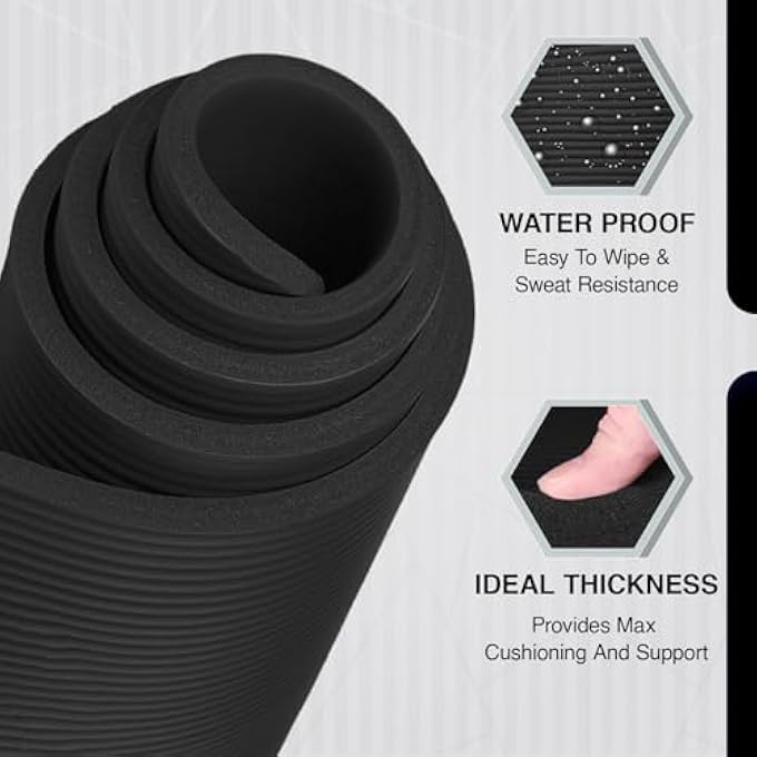 AS Yoga Mat With Strap 10Mm Thick Non-Slip Nbr Floor Exercise Matt For Pilates Gymnastics Aerobic Stretching Fitness Workout Home Gym Mats Hiking Camping Outdoor - Image 5