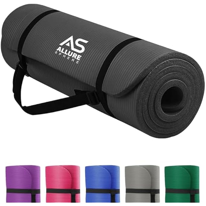 AS Yoga Mat With Strap 10Mm Thick Non-Slip Nbr Floor Exercise Matt For Pilates Gymnastics Aerobic Stretching Fitness Workout Home Gym Mats Hiking Camping Outdoor - Image 2