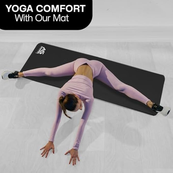 AS Yoga Mat With Strap 10Mm Thick Non-Slip Nbr Floor Exercise Matt For Pilates Gymnastics Aerobic Stretching Fitness Workout Home Gym Mats Hiking Camping Outdoor - Image 3