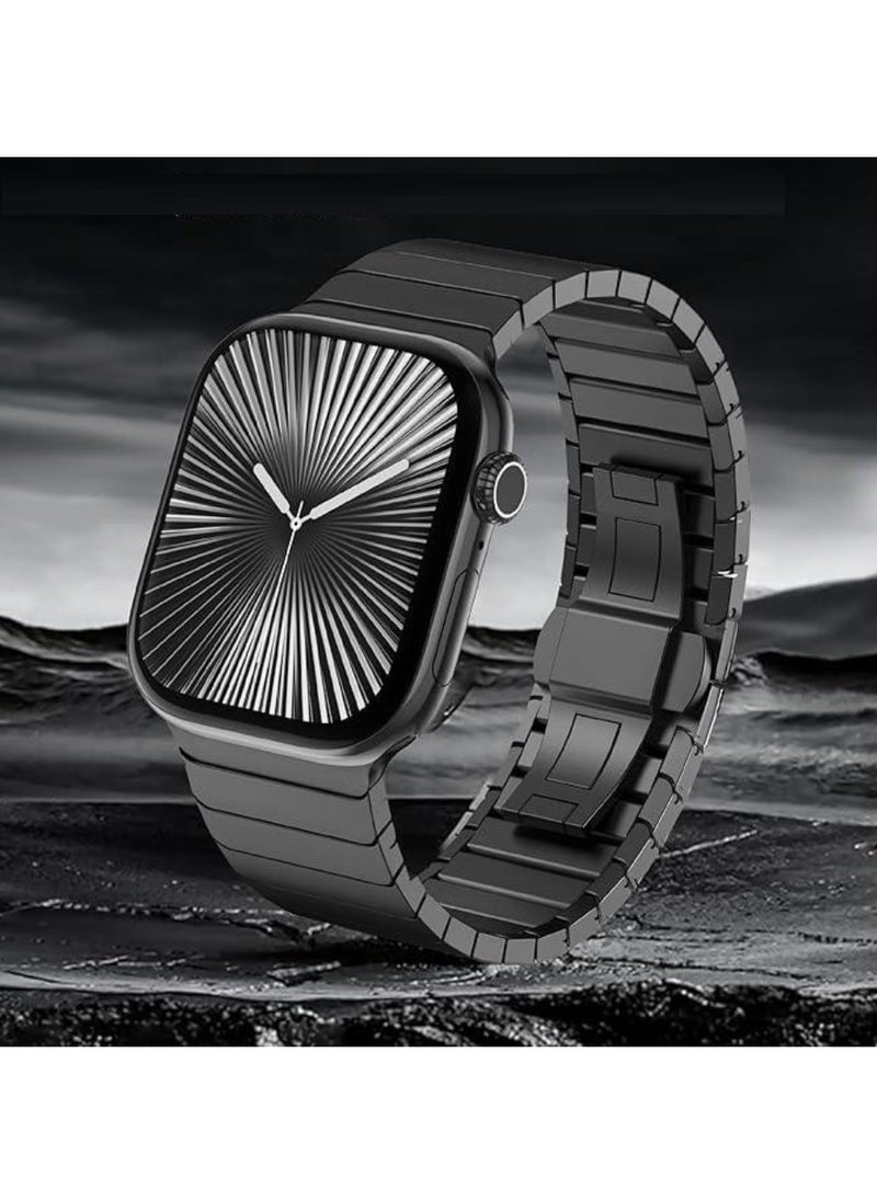 TIGER Stainless Steel Strap for iWatch 49mm, 46mm, 45mm, 44mm, 42mm – Black Replacement Band for Apple Watch Ultra 3, Ultra 2, Ultra, Series 10, 9, 8, 7, SE, 6, 5, 4, 3, 2, 1 – Sleek, Durable & Adjustable  - Image 4