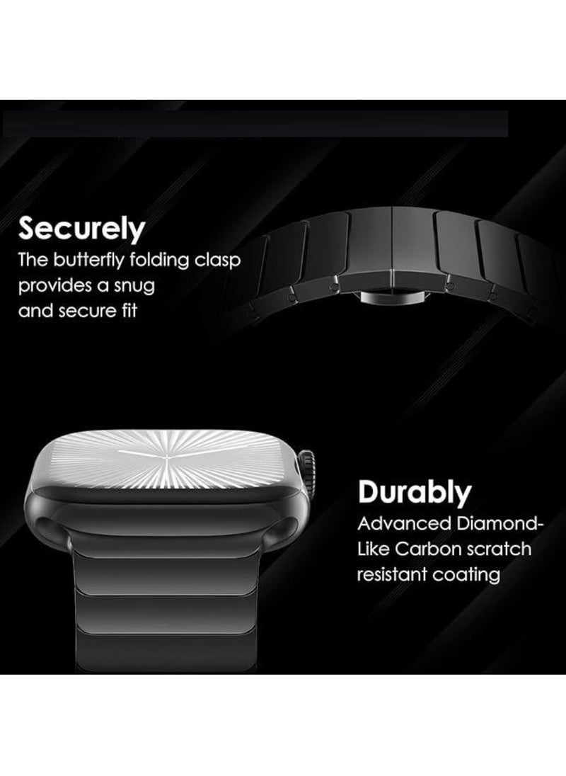 TIGER Stainless Steel Strap for iWatch 49mm, 46mm, 45mm, 44mm, 42mm – Black Replacement Band for Apple Watch Ultra 3, Ultra 2, Ultra, Series 10, 9, 8, 7, SE, 6, 5, 4, 3, 2, 1 – Sleek, Durable & Adjustable  - Image 5