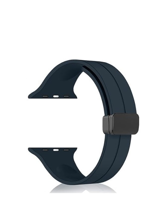 Magnetic silicone sport band for Apple Watch 42mm, 41mm, 40mm, and 38mm - dark blue - Image 2