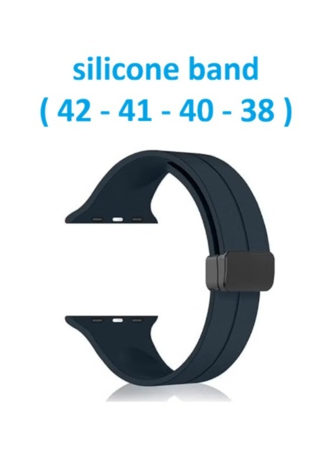 Magnetic silicone sport band for Apple Watch 42mm, 41mm, 40mm, and 38mm - dark blue - Image 1