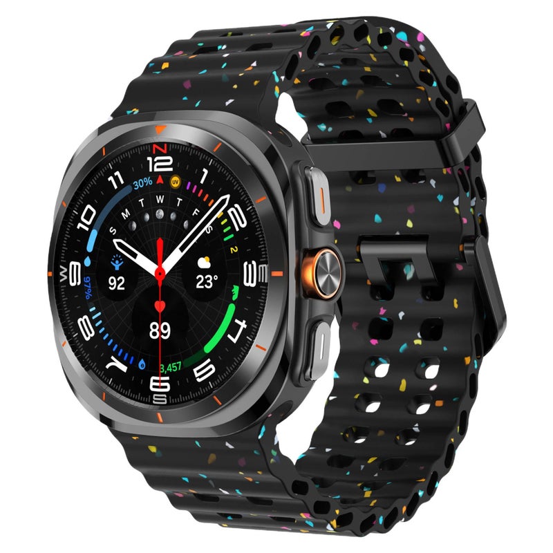 سوار ساعة ذكية باللون شفاف قابل للتعديل رياضي من السيليكون متوافق مع Samsung Galaxy Watch 7 بملاءمة قابلة للتعديل وحزام ناعم للاستبدال اليومي - Image 3