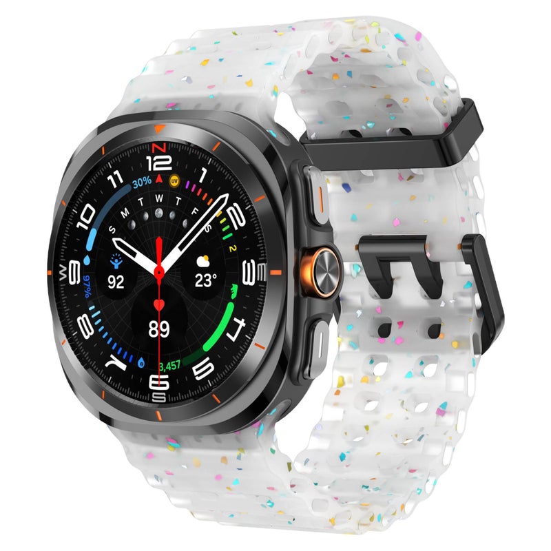 سوار ساعة ذكية باللون شفاف قابل للتعديل رياضي من السيليكون متوافق مع Samsung Galaxy Watch 7 بملاءمة قابلة للتعديل وحزام ناعم للاستبدال اليومي - Image 1