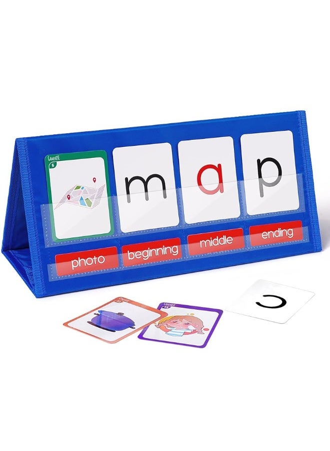 Gamenote Gamenote Word Building Desktop Pocket Chart Tent Flash Cards Kit - CVC Words Phonics Games Blending Board for Kindergarten Reading and Spelling  - Image 2