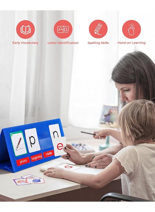 Gamenote Gamenote Word Building Desktop Pocket Chart Tent Flash Cards Kit - CVC Words Phonics Games Blending Board for Kindergarten Reading and Spelling  - Image 3