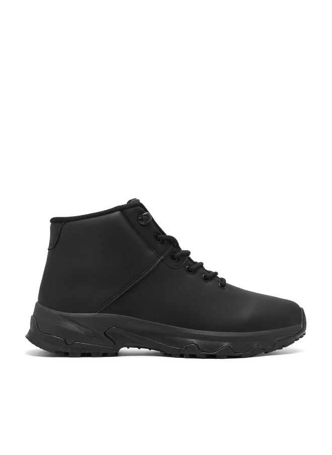 SHULOOK Non Slip Work Boots for Men Slip Resistant Shoes Waterproof Food Service Chef Kitchen Restaurant Working Boots Casual Leather Ankle Boot Outdoor Walking Booties Black Size 8.5 - Image 1