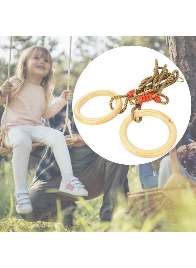 Rainbow Toys RBWTOYS Children Swing Rings, Safe Fastness Fine Workmanship Natural Wood Swing Rings for Outdoors  - Image 2
