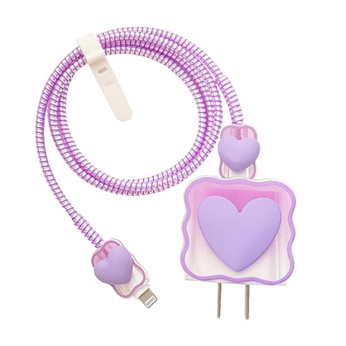 Like Star® Charger Protection Cover 4 in 1, Compatible for iPhone Charger only 18W & 20W, Spiral Cable Protector for Charging Cable, Charger Protector with 3D Design - Image 1