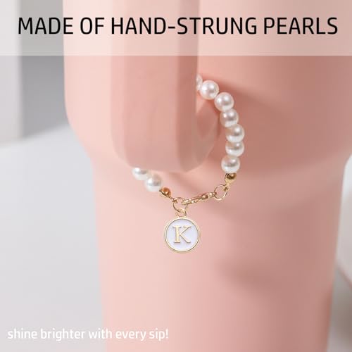 LUHOHI Letter Charm for Stanley Cup，Pearl Chain Accessories Stanley Cup Initial Charms for Handle Stuff Decor Water Bottle Jewelry Tumbler Cute Simple Modern Personalized Name ID Decorations (K) - Image 2