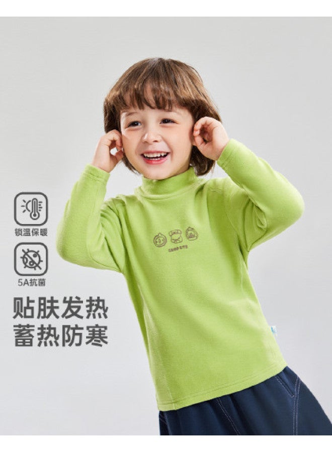Boys' Mock Neck Base Layer Shirt, Spring/autumn Style Baby Top, Warm Girls' Innerwear Style - Image 1