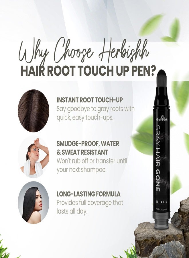 Herbishh Hair Root Touch-up Pen, Instant Gray Coverage & Hair Loss Cover up, Concealer for Thin Hairlines, Water Resistant & Semi Permanent Smudge Proof Hair Color, Washable, Black 0.68 fl. Oz - Image 4