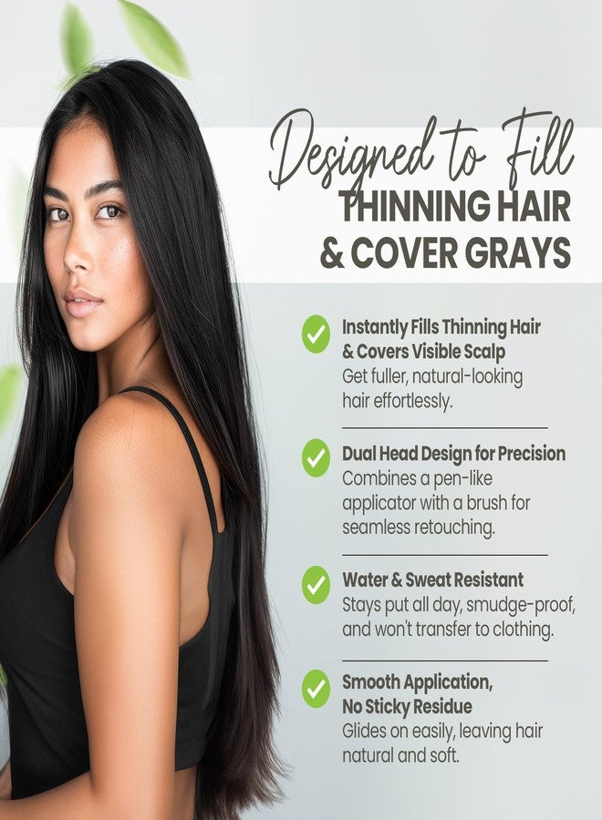 Herbishh Hair Root Touch-up Pen, Instant Gray Coverage & Hair Loss Cover up, Concealer for Thin Hairlines, Water Resistant & Semi Permanent Smudge Proof Hair Color, Washable, Black 0.68 fl. Oz - Image 3