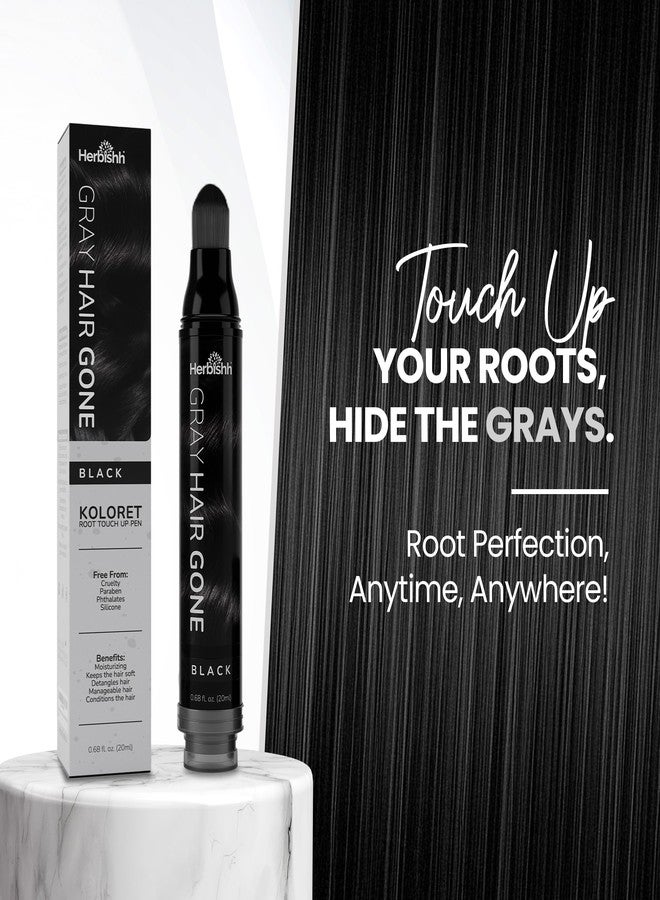Herbishh Hair Root Touch-up Pen, Instant Gray Coverage & Hair Loss Cover up, Concealer for Thin Hairlines, Water Resistant & Semi Permanent Smudge Proof Hair Color, Washable, Black 0.68 fl. Oz - Image 2