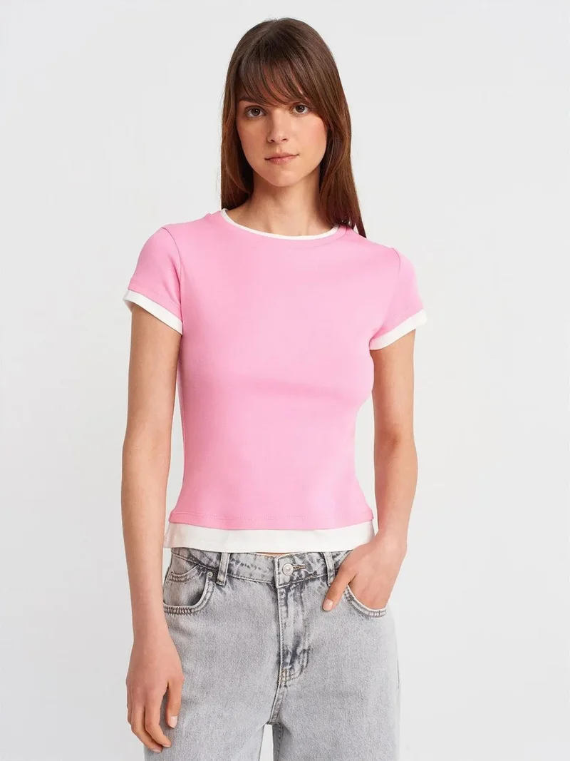 ديلفين DILVIN Women's Slim Fit Cotton Crew Neck T-Shirt