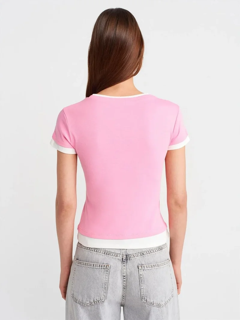ديلفين DILVIN Women's Slim Fit Cotton Crew Neck T-Shirt