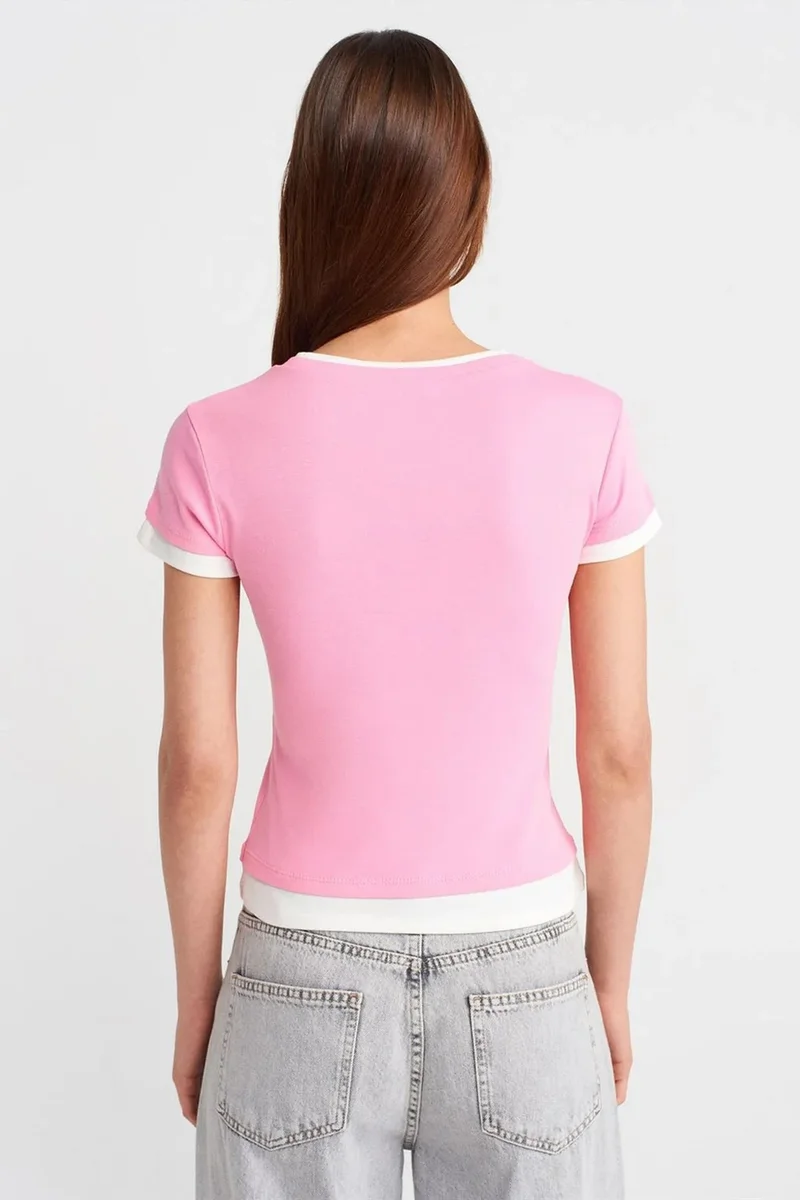 Dilvin Blush Pink DILVIN Women's Slim Fit Cotton Crew Neck T-Shirt for Women | Best Price UAE