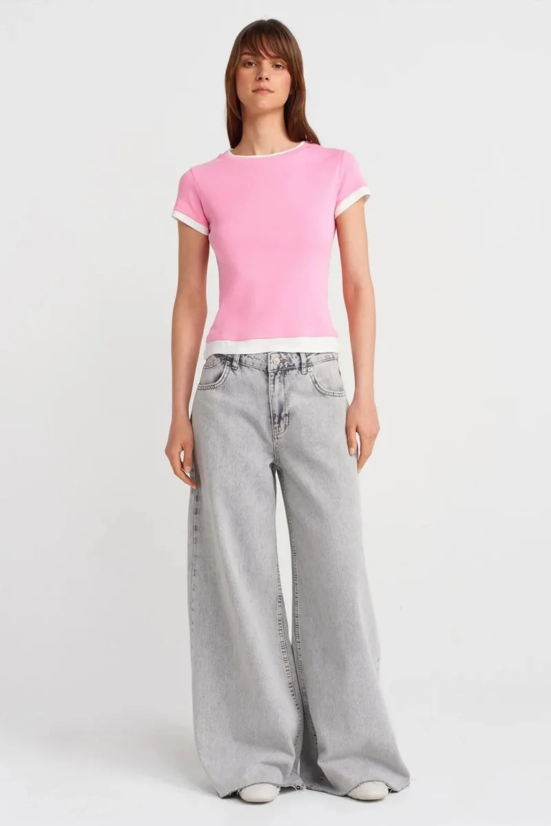 Dilvin Blush Pink DILVIN Women's Slim Fit Cotton Crew Neck T-Shirt for Women | Best Price UAE