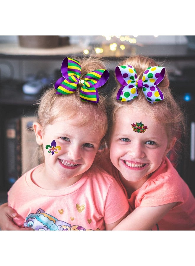 KCHIES Mardi Gras Hair Bow Gift Girls 5" Purple Gold Green Boutique Ribbon Polkadots Cheer Bow Clip Women Kids Fat Tuesday Circus Carnival Costume Party Headpiece Decor Accessories - Image 4