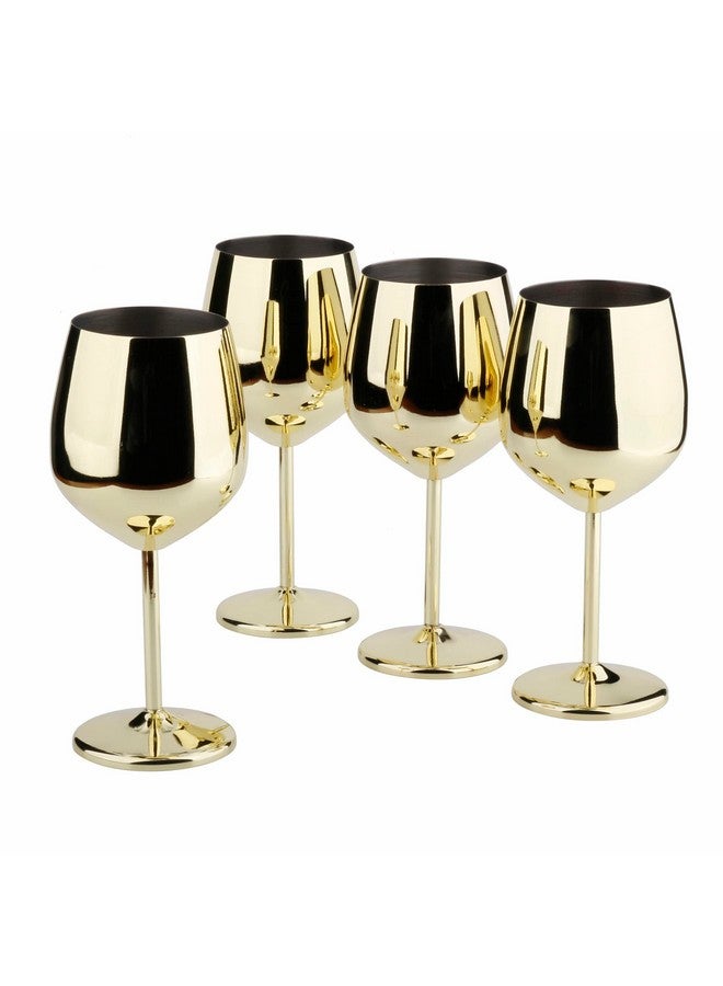 Arora Stainless Steel Wine Glass 18oz - Set of 4 Gold - 3.6" D x 8.3" H (850978) - Image 1