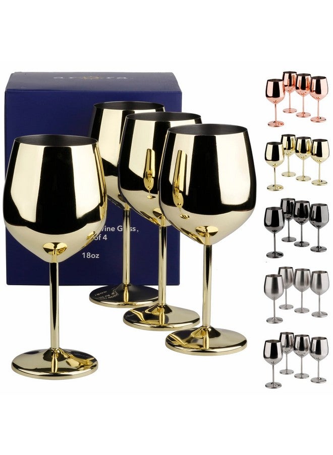 Arora Stainless Steel Wine Glass 18oz - Set of 4 Gold - 3.6" D x 8.3" H (850978) - Image 5