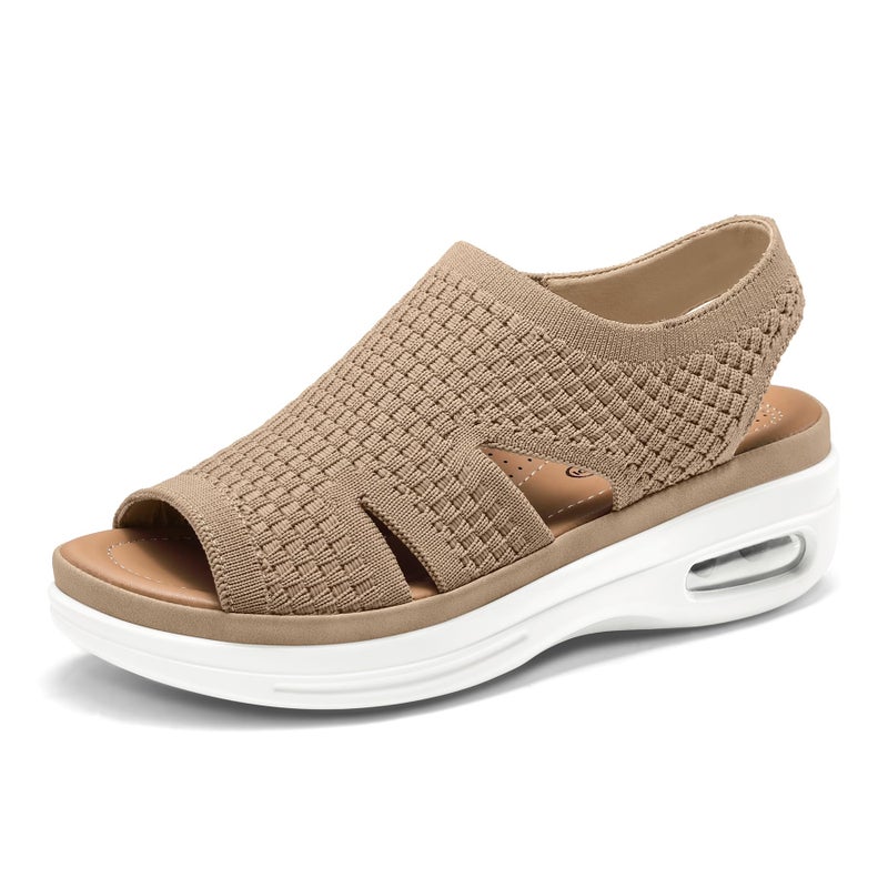 mysoft Womens Comfortable Walking Sandals Slip On Air Cushion Slingback Open Toe Platform Summer Shoes - Image 1