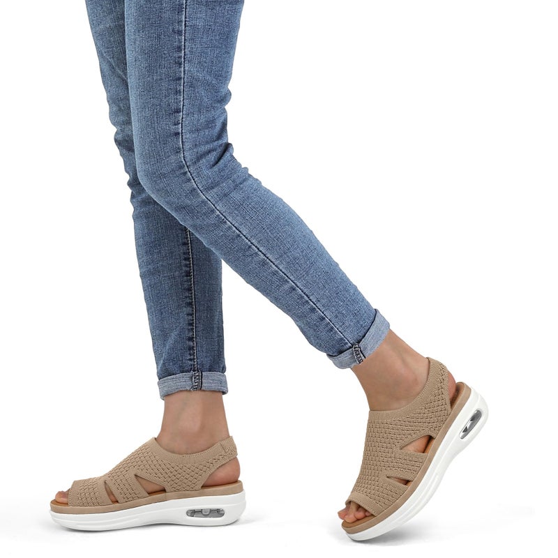 mysoft Womens Comfortable Walking Sandals Slip On Air Cushion Slingback Open Toe Platform Summer Shoes - Image 2