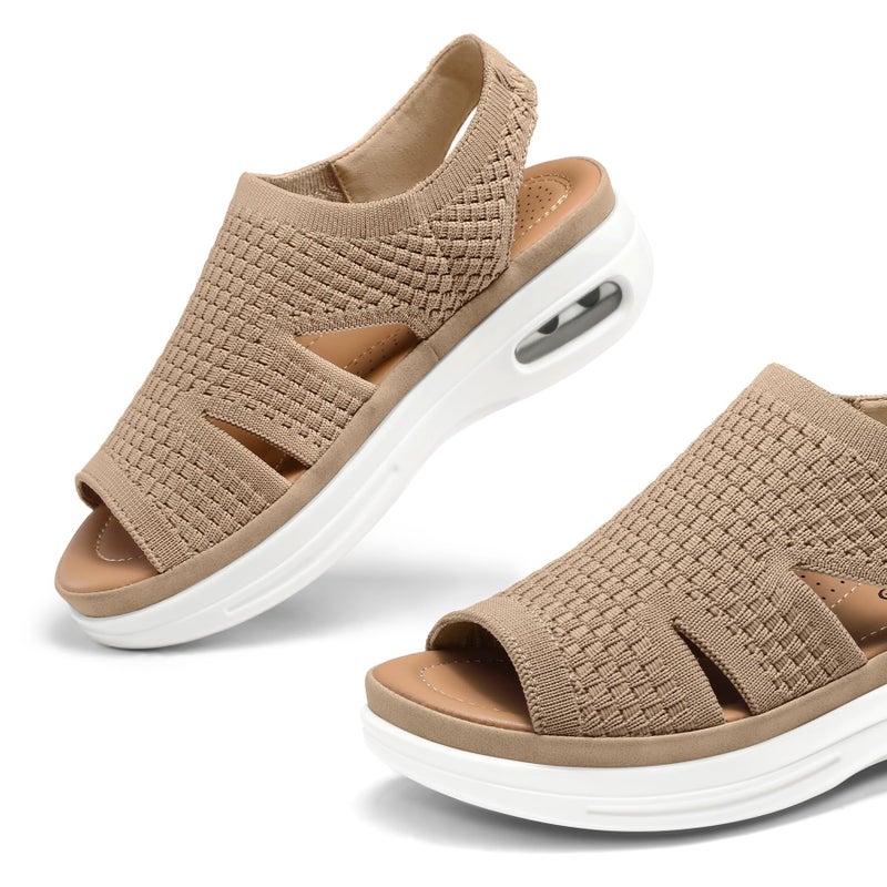 mysoft Womens Comfortable Walking Sandals Slip On Air Cushion Slingback Open Toe Platform Summer Shoes - Image 5