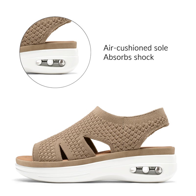 mysoft Womens Comfortable Walking Sandals Slip On Air Cushion Slingback Open Toe Platform Summer Shoes - Image 3