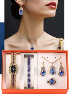 Generic 5 in 1 Women's Necklace,Watch,earring Gift Set,Quartz Watch,Women Watch Business Gifts Unique Wristwatch,Holiday Gifts,Birthday Gifts  - Image 4