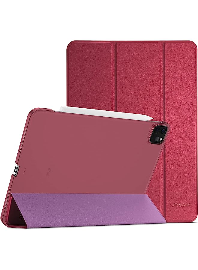 Ipad Pro 11 Inch Case 2022/2021 / 2020/2018, Slim Stand Hard Back Shell Smart Cover For Ipad Pro 11 Inch 4Th Generation 2022 / 3Rd Gen 2021/ 2Nd Gen 2020 / 1St Gen 2018 -Wine
