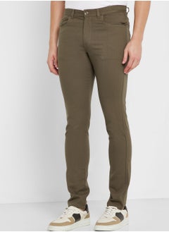 Men Khaki Slim Fit Trousers