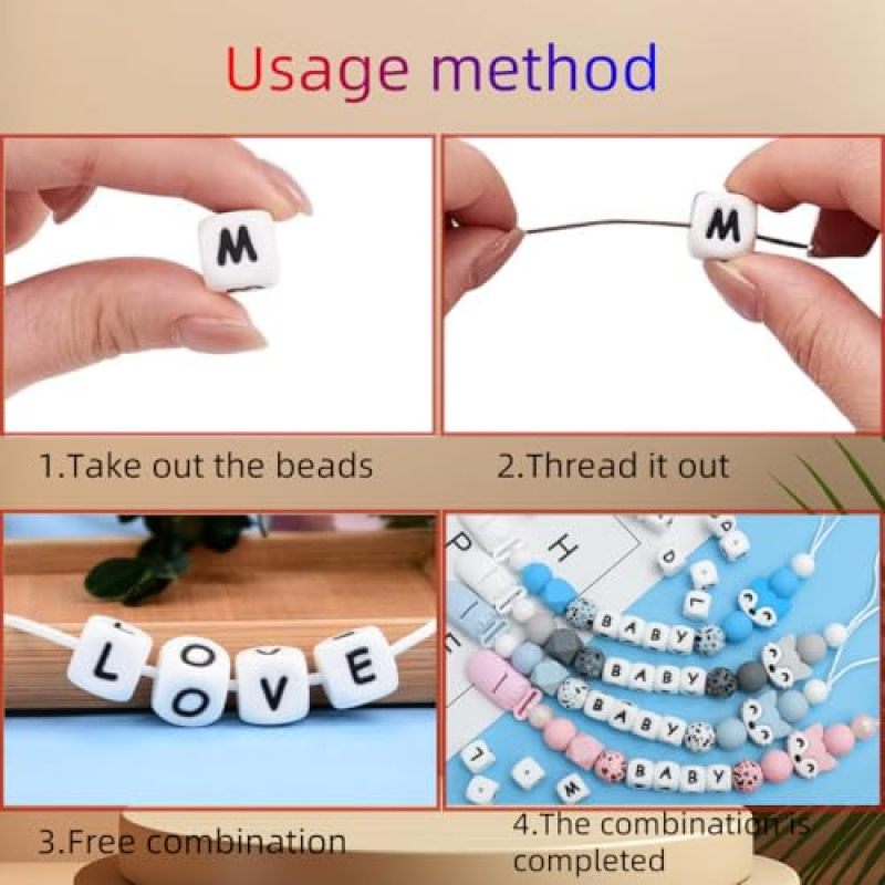 Silicone Letter Beads 12mm White Soft Durable Alphabet Beads - Lightweight Reusable Craft Beads for Diy Jewelry Making Kids Craft Projects - Image 5