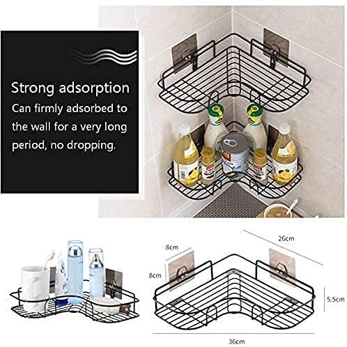 FRENYEAR Stainless Steel L Shape Corner Single Layer Kitchen Storage Wall Mount Rack Stand for Home Kitchen Bathroom Living Room Black - Image 4