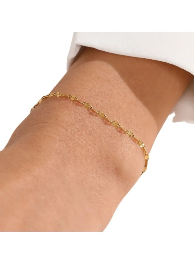 سوار مطلي بالذهب عيار 14 قيراطًا، سوار أنيق للنساء، هدية مجوهرات - Image 3