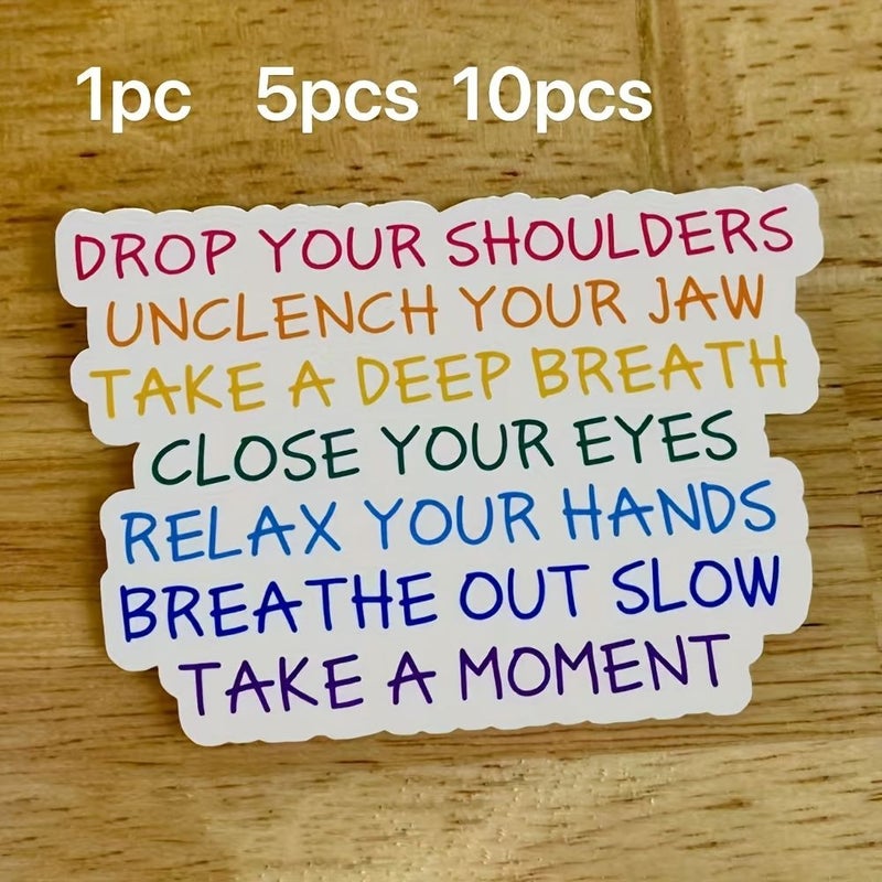 Relaxation Reminder Tape 5 Pcs Mindfulness Sticky Notes Mental Health Self Care Tips For Workstation Journal Scrapbook Paper Material Messages Like Relax Your Shoulders Loosen Your Jaw - Image 1