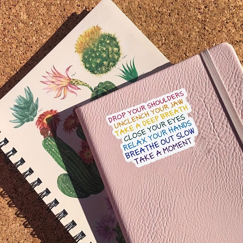 Relaxation Reminder Tape 5 Pcs Mindfulness Sticky Notes Mental Health Self Care Tips For Workstation Journal Scrapbook Paper Material Messages Like Relax Your Shoulders Loosen Your Jaw - Image 3