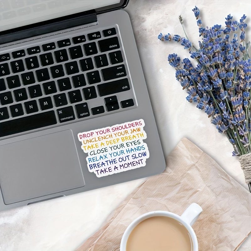 Relaxation Reminder Tape 5 Pcs Mindfulness Sticky Notes Mental Health Self Care Tips For Workstation Journal Scrapbook Paper Material Messages Like Relax Your Shoulders Loosen Your Jaw - Image 5