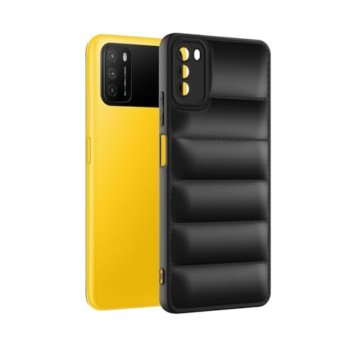 Plus Puffer Case Camera Protection Soft Back Cover for Poco M3 - Black - Image 3
