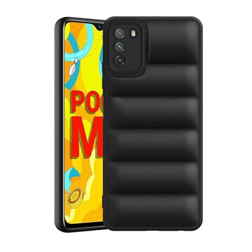 Plus Puffer Case Camera Protection Soft Back Cover for Poco M3 - Black - Image 1