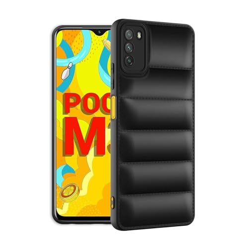 Plus Puffer Case Camera Protection Soft Back Cover for Poco M3 - Black - Image 2